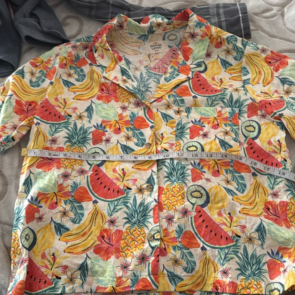 Marine Layer Yellow and Pink Button Down Shirt